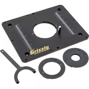 Grizzly T31641 - 9-1/4" x 11-3/4" Aluminum Router Table Insert with Two Reducer Rings