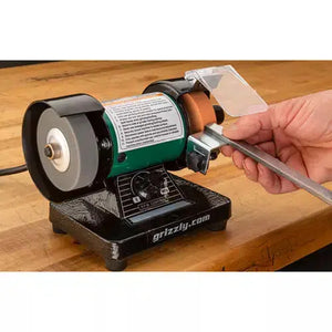 Grizzly T32002 - 1/4 HP Variable-Speed Mini Benchtop Grinder/Buffer with Rotary Shaft