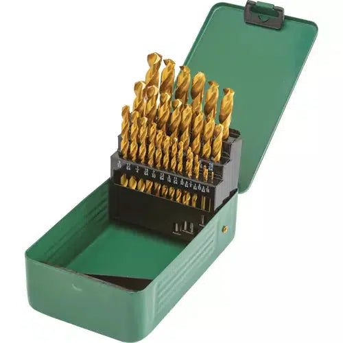 Grizzly PRO T33685 - M2 HSS TiN-Coated Drill Bit Set, 29 Pc.