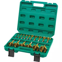 Load image into Gallery viewer, Grizzly PRO T33695 - Titanium Coated Hex Shank Forstner Bit Set, 16 Pc. 1/4&quot; - 2-1/8&quot;