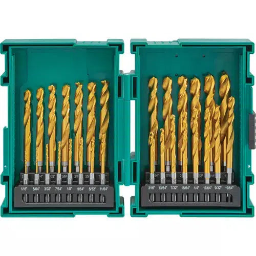 Grizzly PRO T33841 - M2 HSS TiN-Coated Quick-Release Hex Shank Drill Bit Set, 29 Pc.