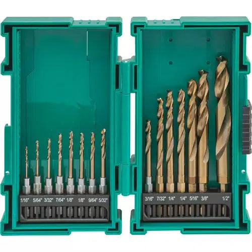 Grizzly PRO T33842 - M35 HSS Cobalt Quick-Release Hex Shank Drill Bit Set, 15 Pc.