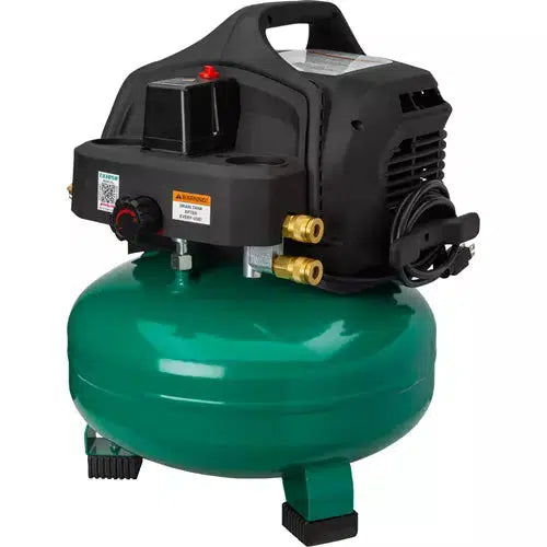 Grizzly PRO T33858 - 6 Gal Twin-Cylinder Oil Free Pancake Compressor