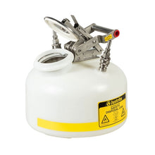Load image into Gallery viewer, 2 Gallon, Polyethylene Quick-Disconnect Disposal Safety Can, Stainless Steel Fittings for 3/8" Tubing, White - TF12752