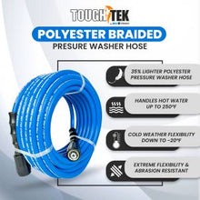 Load image into Gallery viewer, Tough-Tek Rubber Pressure Washing Hose 1/4" X 100' with M22 Coupler-BLUE