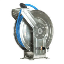 Load image into Gallery viewer, Blu Shield Tough Tek Rubber Pressure Washing Hose Reel - Stainless Steel 3/8" X 50' (SS Dual Arm)with 6' Lead-in-Hose