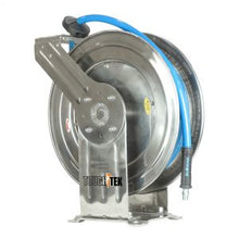 Load image into Gallery viewer, Blu Shield Tough Tek Rubber Pressure Washing Hose Reel - Stainless Steel 3/8" X 50' (SS Dual Arm)with 6' Lead-in-Hose