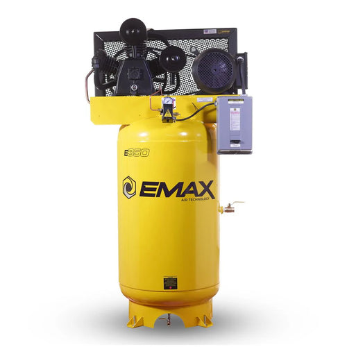 EMAX ESL07V080Y1 7.5HP 3CYL Two Stage 1Ph 26CFM 80 Gallon Air Compressor w/isolator pads - Splash Lube Pump