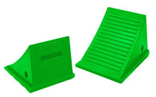 Load image into Gallery viewer, General Purpose Wheel Chocks, Roped Pair, SafeRay™ Hi-Viz Green Urethane, for Vehicles up to 70,000 Lbs. - UC1500-6-FLG-P