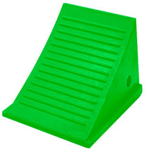 Load image into Gallery viewer, General Purpose Single Wheel Chock, SafeRay™ Hi-Viz Green Urethane, for Vehicles up to 60,000 Lbs - UC1500-4.5-FLG