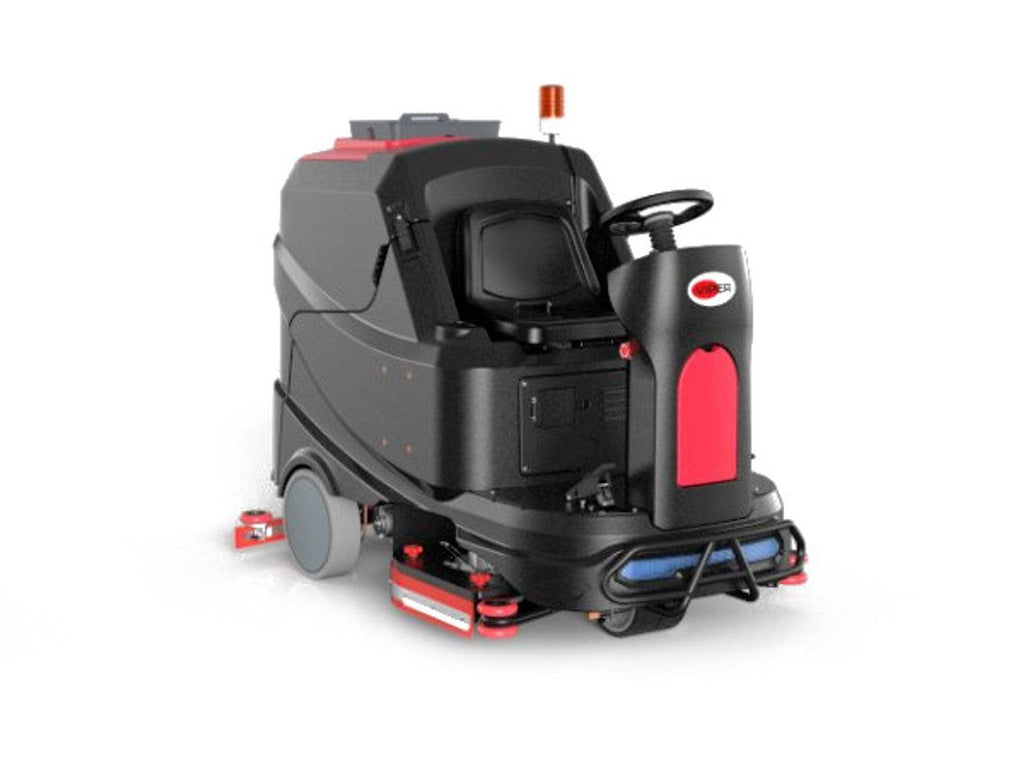 Viper AS1050R-312 39", 53-gal, ride on scrubber, pad drivers, brushes, 44.5" squeegee assembly, shelf chrg, 312 Ah AGM batteries, Scrubber