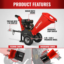 Load image into Gallery viewer, MechMaxx 4 inch DUCAR 212cc 7hp Gas Engine Powered Wood Chipper with Towbar, GS650