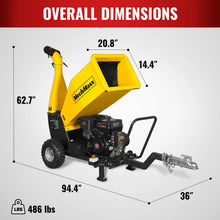 Load image into Gallery viewer, MechMaxx 5 inch E-start DUCAR 420cc 15hp Gasoline Engine Powered Drum Wood Chipper with Towbar, PGS1500