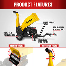 Load image into Gallery viewer, MechMaxx 5 inch E-start DUCAR 420cc 15hp Gasoline Engine Powered Drum Wood Chipper with Towbar, PGS1500