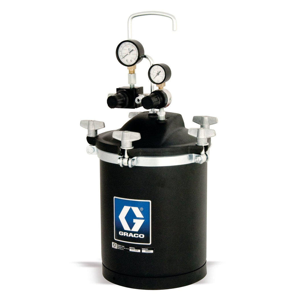 Graco 2.5 Gallon Pressure Pot Aluminum Construction w/ Dual Regulators -  50 PSI