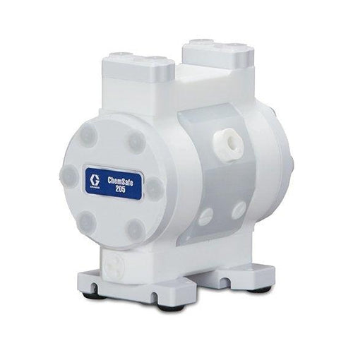 Graco ChemSafe™ 205 Air Operated Double - 2.5 GPM - Diaphragm Plastic Pump w/UHMWPE Seat, PTFE Ball, Overmolded EPDM Diaphragm, & UHMWPE Fluid Path