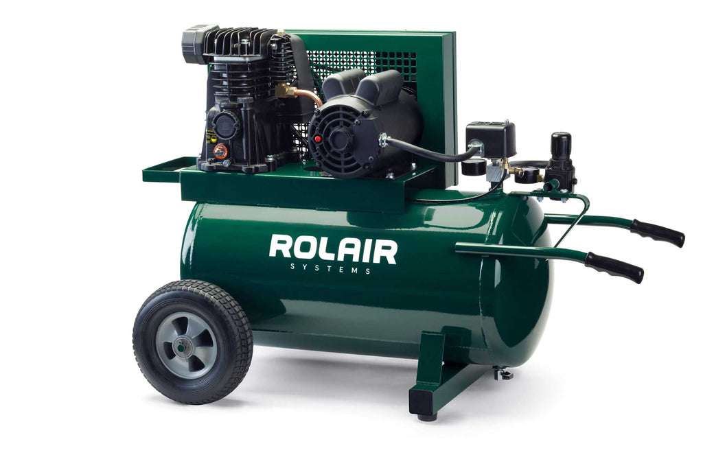 Rolair Systems 90 PSI @ 7.3 CFM Single Stage 115/230 Volt – 60 Hz 1.5HP 20gal. Electric Belt Drive Air Compressor