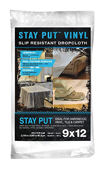 Trimaco Stay Put® 4′ x 15′  Vinyl Slip Resistant Drop Cloth 2 Mil (Pack of 24)