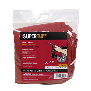 Trimaco SuperTuff Red Shop Towels, 14-inch x 14-inch, 12-Pack