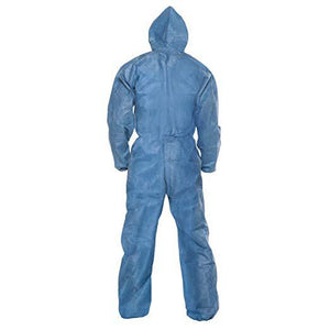 Kimberly Clark Kleenguard A60 Bloodborne Pathogen & Chemical Protection Apparel Coveralls - Zipper Front, Storm Flap, Elastic Back, Wrists, Ankles & Hood - Blue - 3XL - 20 Each Case