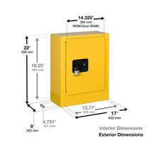 Load image into Gallery viewer, Sure-Grip® EX Mini Transportable Flammable Cabinet w/ 1 Shelf &amp; 1 Manual Close Door - Yellow