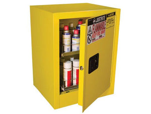 Sure-Grip® EX - 24 cans Benchtop Flammable Cabinet w/ 1 Door-Manual Close & 2 Drawers - Yellow