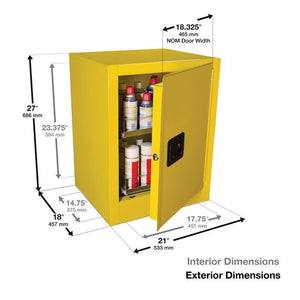 Sure-Grip® EX - 24 cans Benchtop Flammable Cabinet w/ 1 Door-Manual Close & 2 Drawers - Yellow