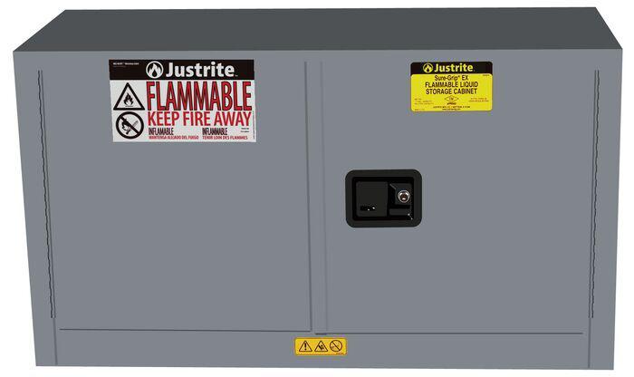 Sure-Grip® EX 17-gal.capacity Piggyback Flammable Safety Cabinet w/ 1 Shelf & 2 Self-Close Doors - Gray