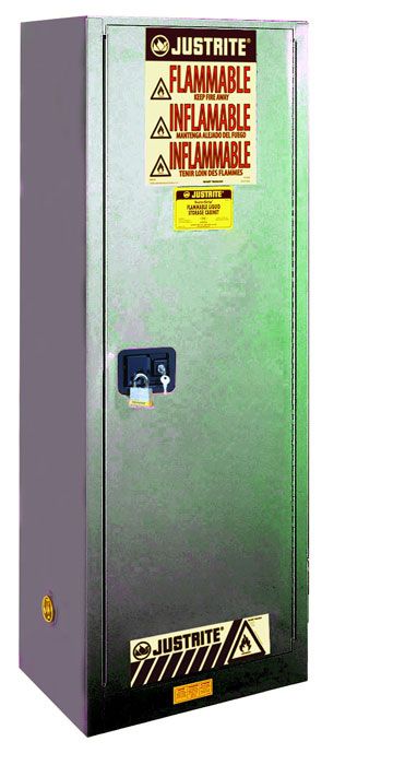 Sure-Grip® EX Slimline 22-gal. Flammable Cabinet w/ 3 Shelves & 1 Door - Self Close - Gray