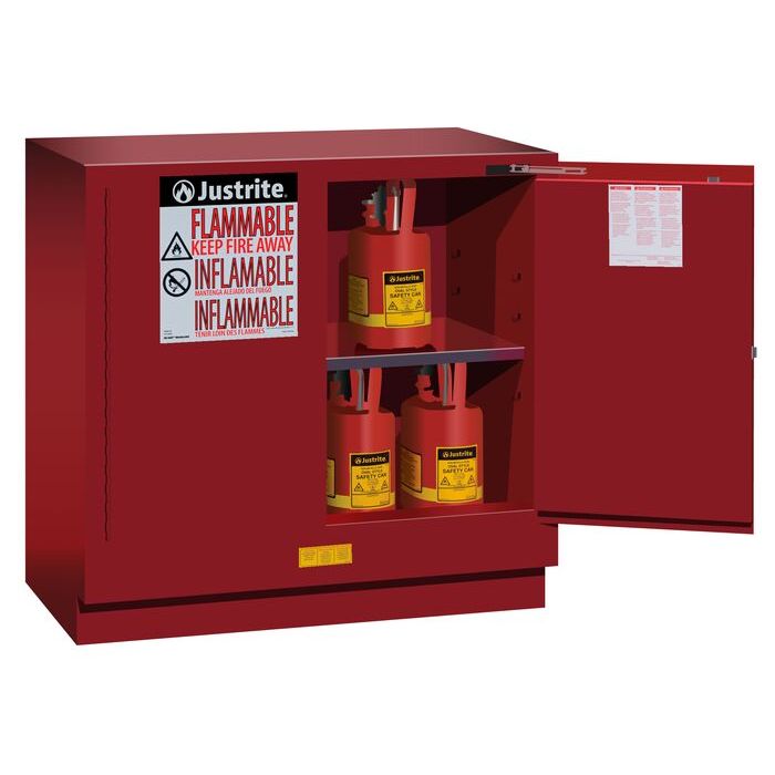 Sure-Grip® EX 22-gal.capacity Undercounter Flammable Safety Cabinet w/ 1 Shelf & 2 Self-Close Doors - Red