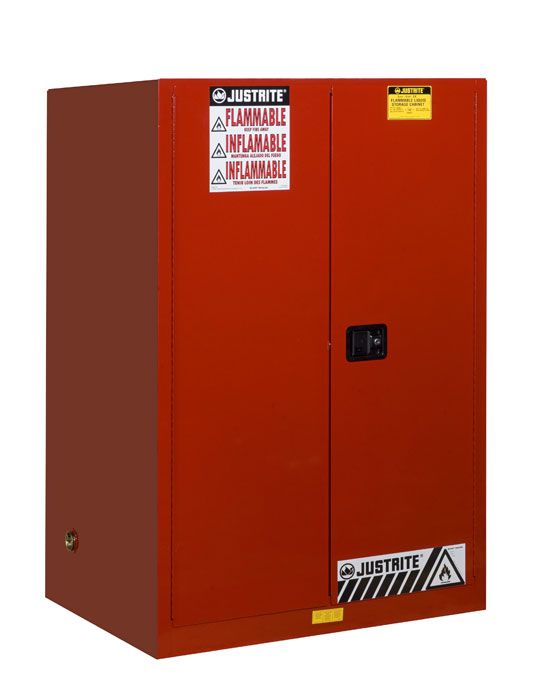 Sure-Grip® EX 90-gal.capacity Flammable Cabinet w/ 2 Shelves & 2 Manual Close Doors - Red