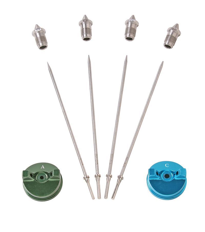 Apollo Needle, Nozzle & Air Cap Sets (1.3mm, 1.5mm, 1.8mm, 2.0mm needle/nozzle sets; 