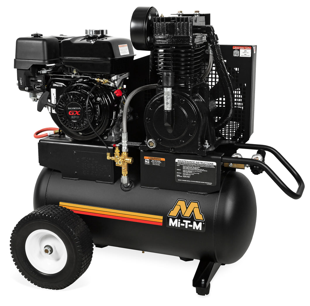 Mi-T-M AM2-PM09-20M 175 PSI @ 17.2 CFM 20-Gallon Two Stage Cast Iron Engine Idle Control  Pneumatic 270cc Honda GX270 OHV Gasoline Portable Air Compressor