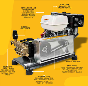 BE 3000 PSI @ 5.0 GPM Belt Drive Honda GX390 TRIPLEX COMET FW2 5030S - Truck Mount - Industrial Series Gas Pressure Washer