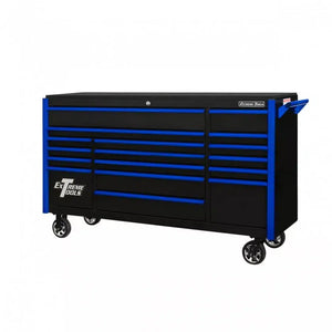 Extreme Tools® DX Series 72"W x 21"D 17 Drawer Triple Bank Roller Cabinets 100 lbs Slides