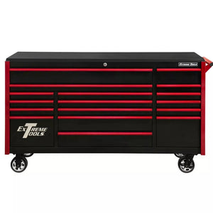 Extreme Tools® DX Series 72"W x 21"D 17 Drawer Triple Bank Roller Cabinets 100 lbs Slides