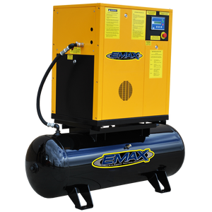 EMAX Industrial Plus 7.5HP 208/230/460V - 3 Phase Rotary Screw Air Compressor - Mounted on 80 gal. Tank (no dryer)