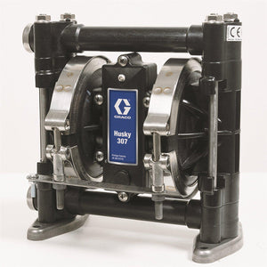 Graco Husky 307 - 16.5 GPM - Acetal (3/8" NPT) Standard Pump, Polypropylene Center Section, Stainless Steel Seats, PTFE Balls & PTFE Diaph