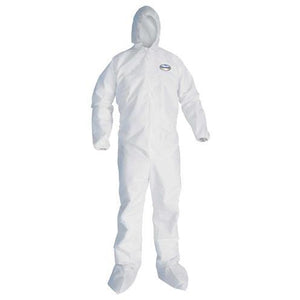 Kimberly Clark Kleenguard A20 Breathable Particle Protection Coveralls - Zipper Front, Elastic Back, Wrists, Ankles, Hood & Boots - White - 2X - 24 Each Case