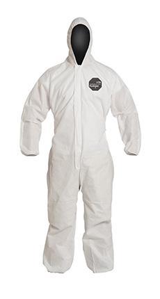 DuPont™ ProShield® 10 Coveralls (Attached Hood, Elastic Wrists and Ankles) - Large/White - 25/Pack