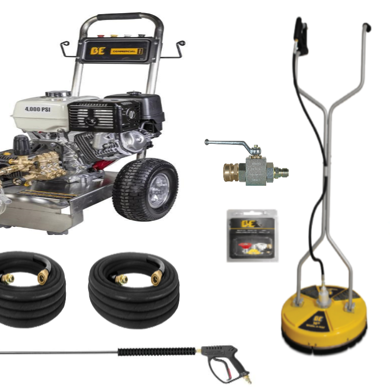BE Professional 4000 PSI (Gas-Cold Water) Start Your Own Pressure Washing Business Kit w/ Honda GX390 Engine & SS Frame