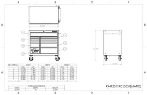 Extreme Tools® RX Series 41" x 25" 11 Drawer Roller Cabinets