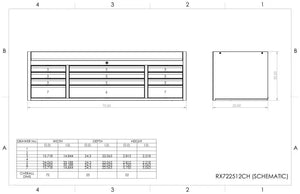 Extreme Tools® RX Series 72"W x 25"D 12 Drawer Top Chest