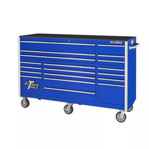 Extreme Tools® RX Series 72"W x 25"D 19 Drawer Triple Bank Roller Cabinet w/ Chrome Drawer Pulls