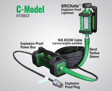 Load image into Gallery viewer, C-Model BRICKette™ EP LED lighthead w/ 100ft SOOW cable &amp; Explosion Proof Power Box w/ Explosion Proof Cord Plug (Choose Hdl Separately)