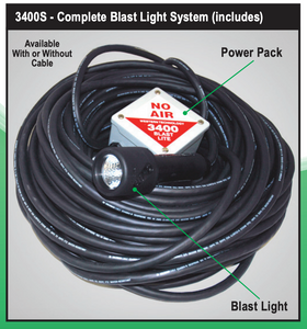 Western Technology 3400S-2 2-Outlet No-Air 12V Abrasive Blast Light System w/ Power Box & 150-ft Electric Cable(Includes Stanchion)