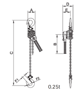 Tiger Lifting TLH-0025-15 0.25-ton 15-ft. Std. Lift Mini Lever Chain Hoist TLH