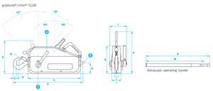 Griphoist®/Tirfor® TU28 Heavy Duty Wire Rope Hoist w/ 60 ft Assembly