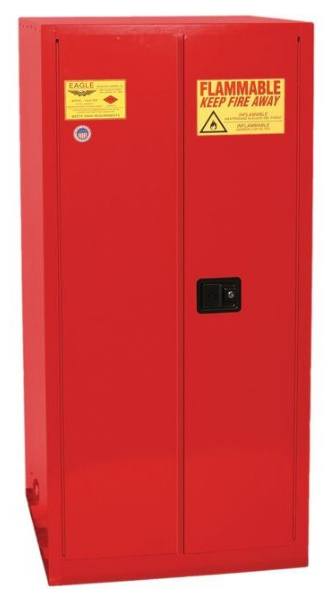 Eagle One Drum Vertical Safety Cabinet, 55 Gal., 1 Shelf, 2 Door, Manual Close, Red