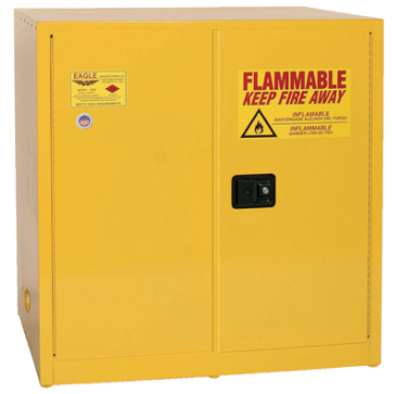 Eagle Work Bench Flammable Liquid Safety Cabinet, 60 Gal. 1 Shelf, 2 Door, Manual Close, Yellow